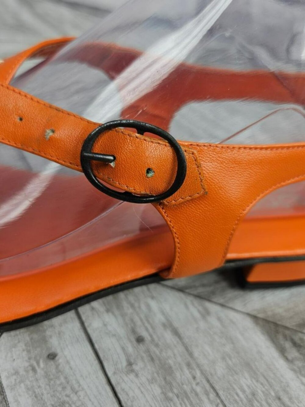 Beckinis Vintage Gianna Sandals Womens 9 Orange Leather Shoes Flats Italy - Picture 16 of 16